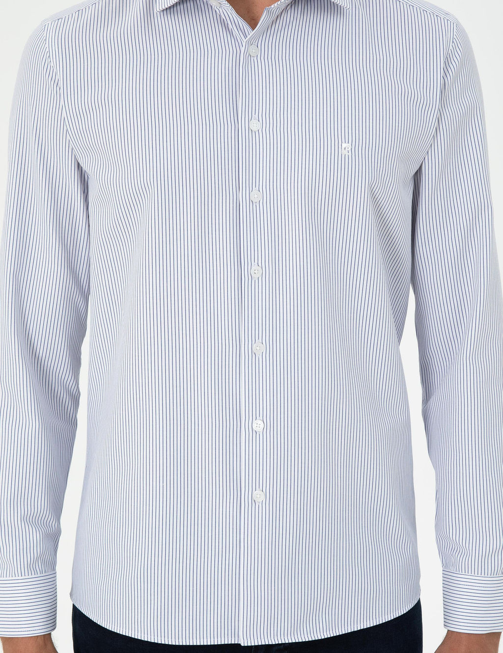 A__k Mavi _izgili Slim Fit Uzun Kollu G_mlek - Pierre cardin фото 6
