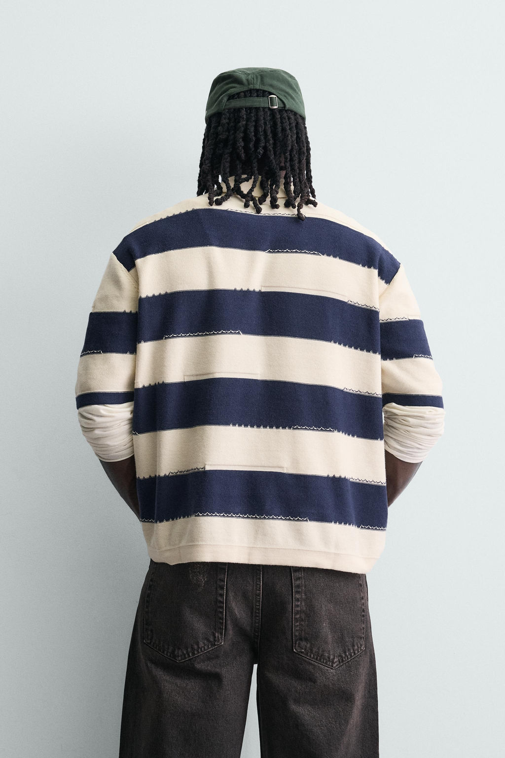 POLO PUNTO RAYAS IRREGULARES / Marino