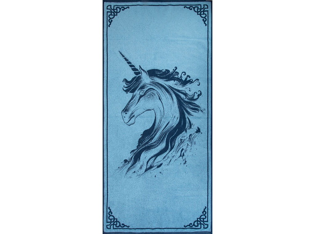 Полотенце махровое 6с102.411ж1 Огненный единорог(джинс) 67х150см