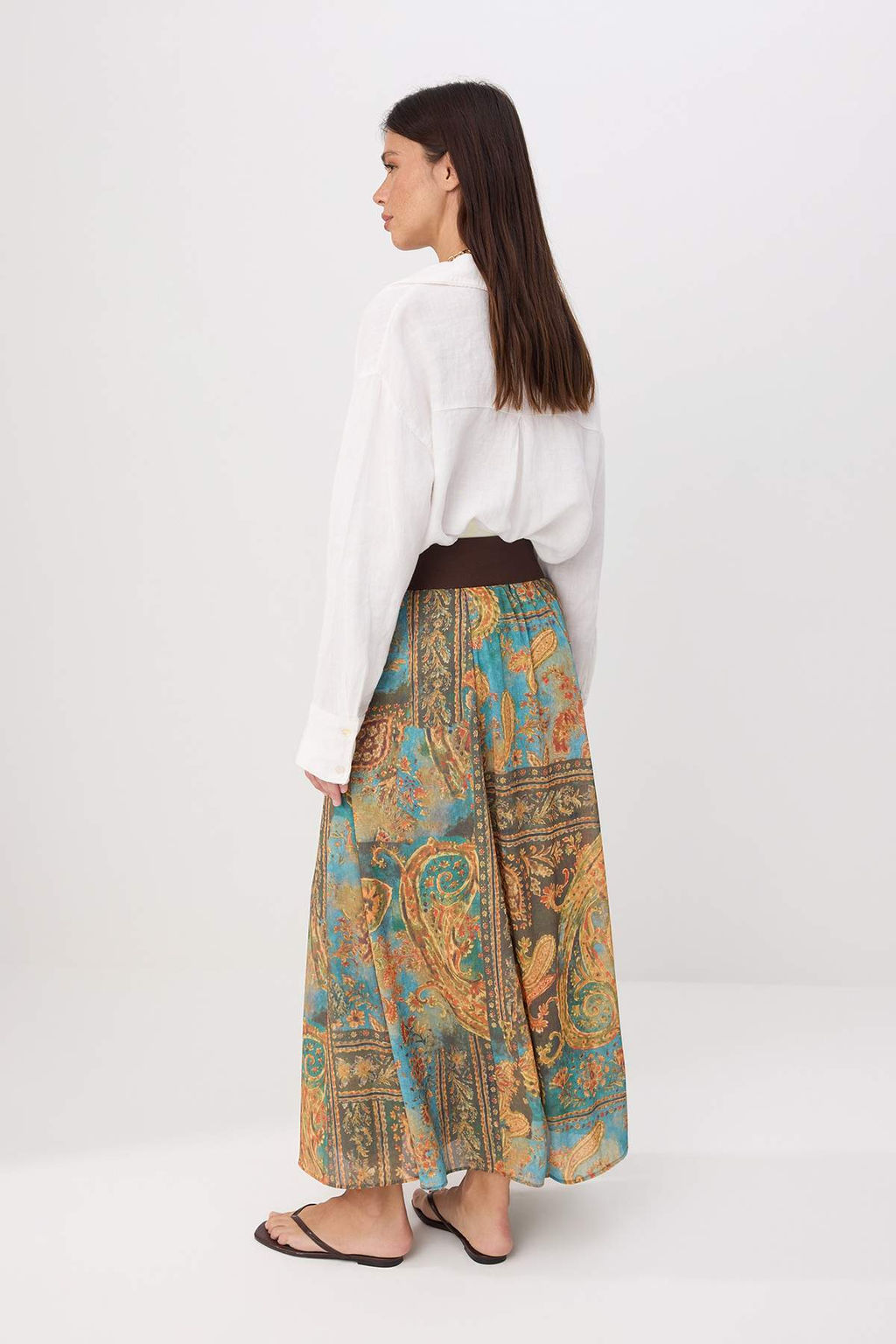 Renkli Etnik Desenli Kemerli Astarl? Sifon Etek TWOSS26ET00234 - Trendyolmilla фото 4