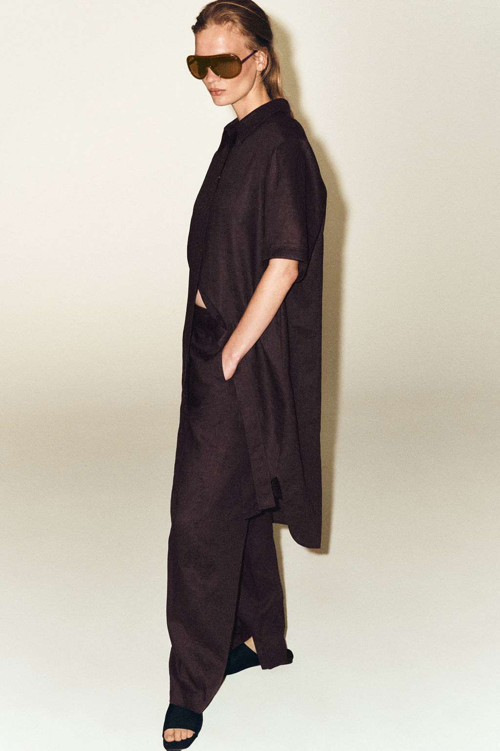 PANTAL?N DE LINO BARREL LEG CON CINTUR?N - H&m фото 4