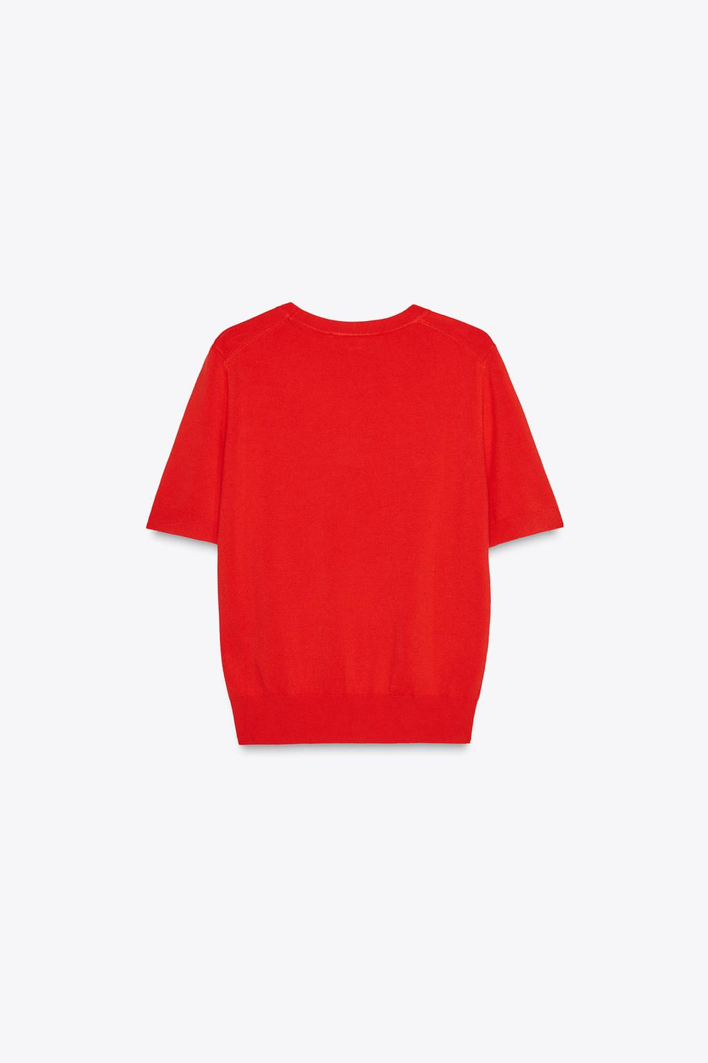 BASIC PLAIN KNIT SHORT SLEEVE TOP - Zara фото 44
