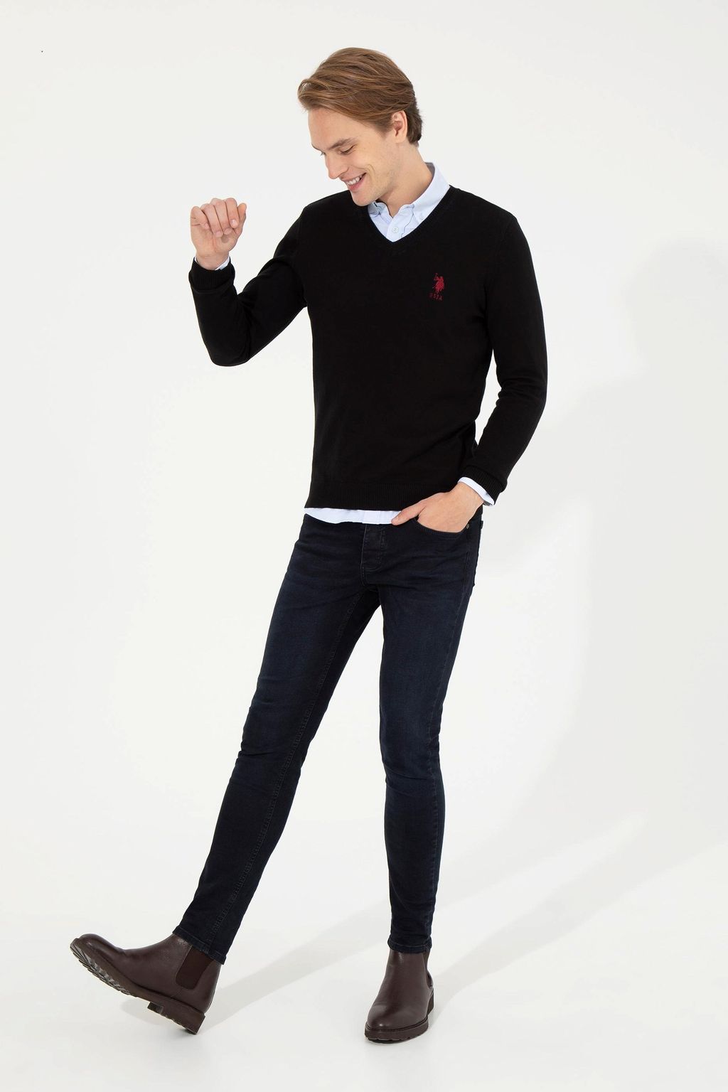 Мужской черный трикотажный свитер Basic - U.s. polo assn фото 2