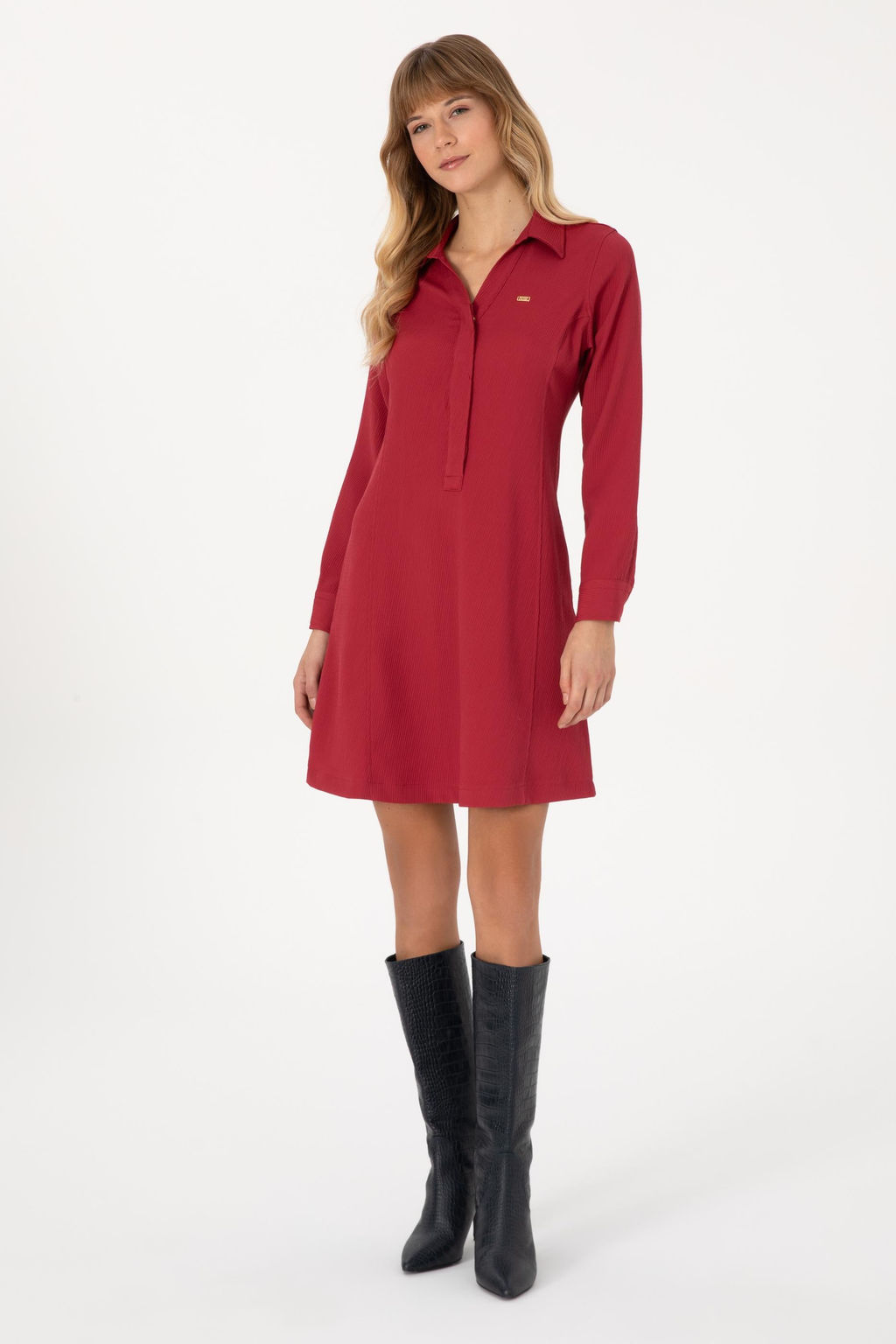 Kad_n Koyu Frambuaz Dokuma Elbise - U.s. polo assn фото 3