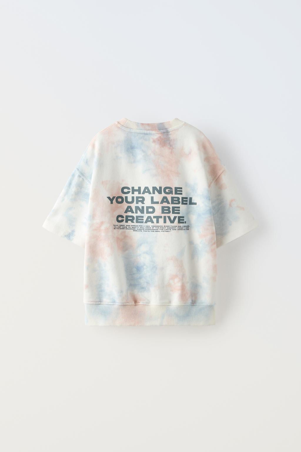 SLOGANLI KISA KOLLU TIE DYE DESENLI SWEATSHIRT - Zara фото 2