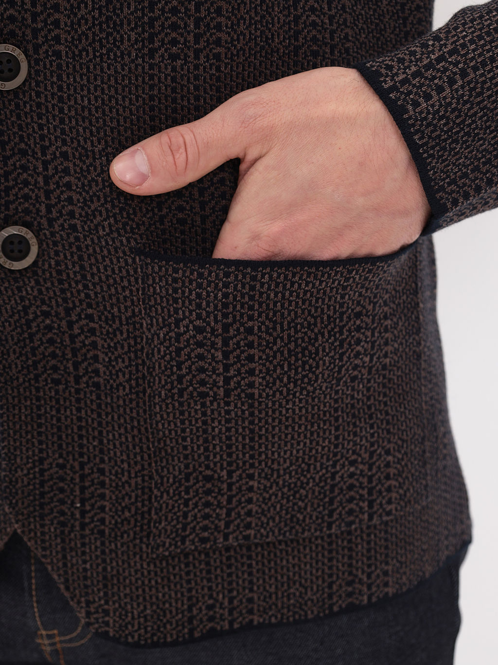 Кардиган мужской GREG G136-KF-клетка (корич. 525/345)  фото 3