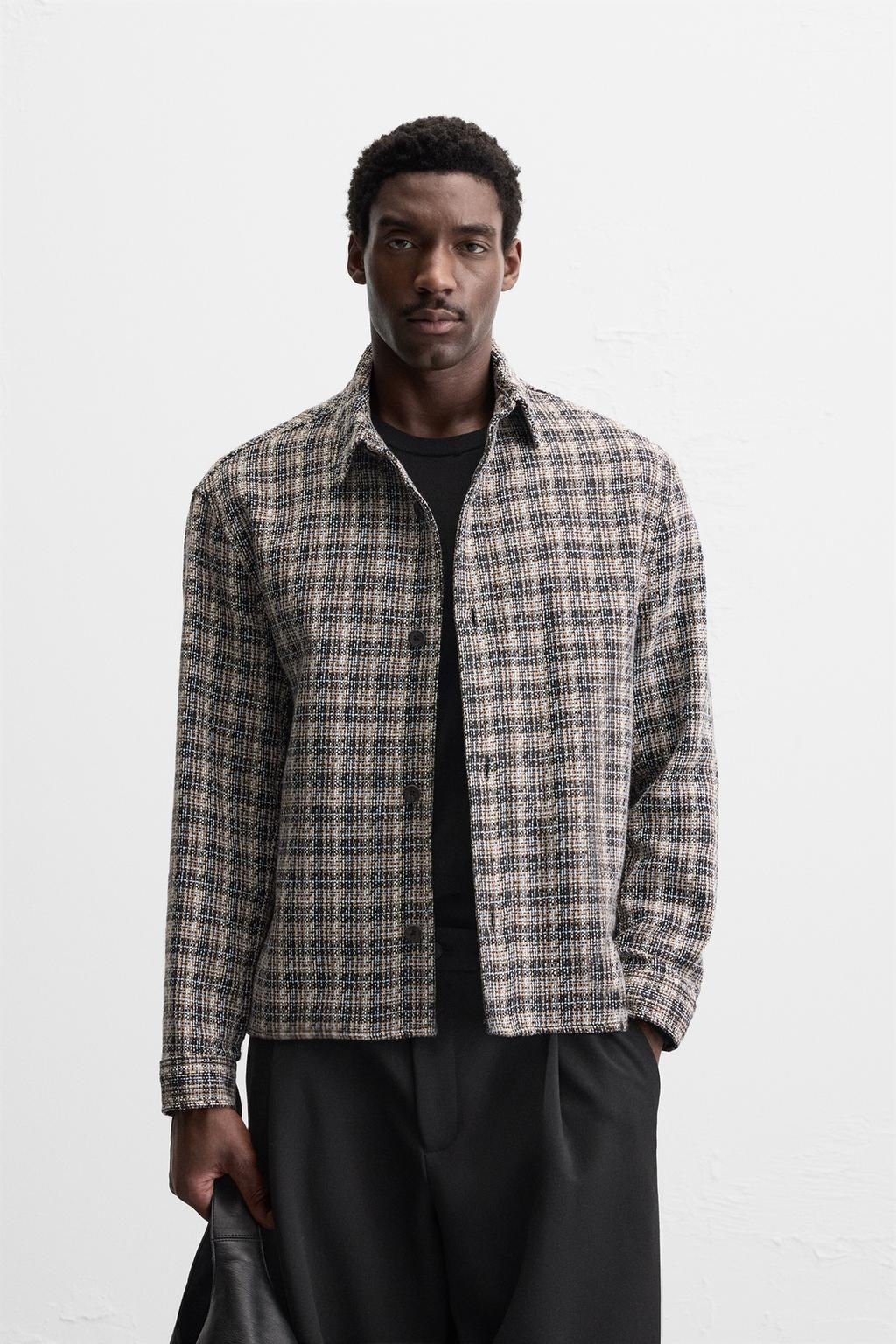 TEXTURED CHECK OVERSHIRT - Zara фото 2