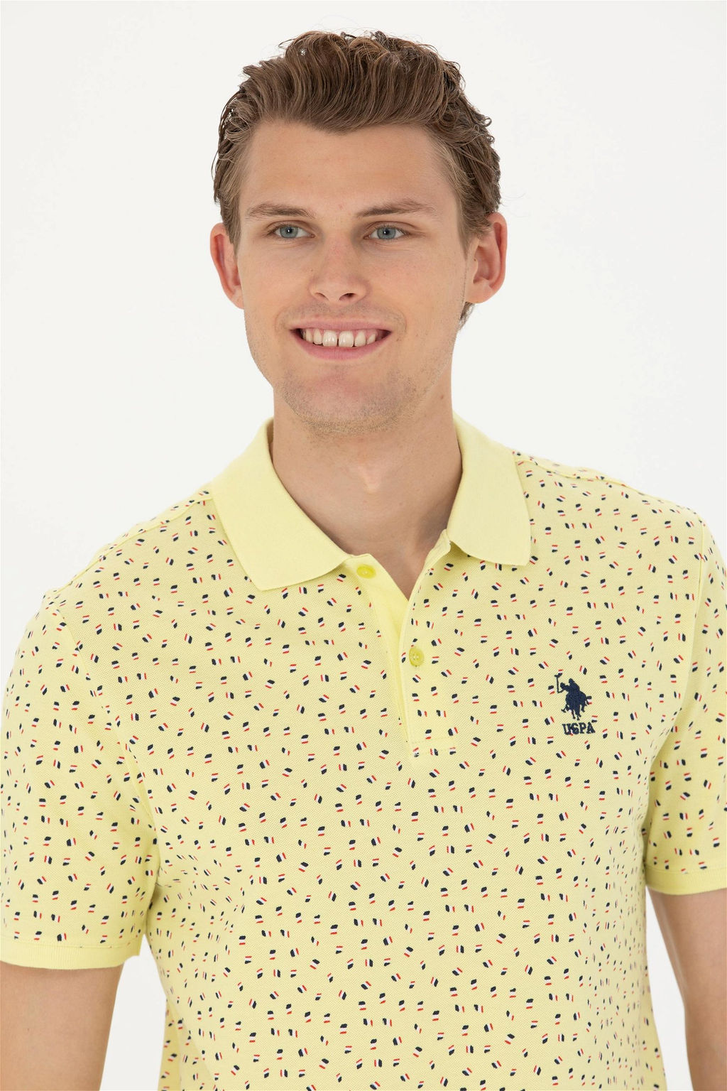 Мужская светло-желтая футболка с воротником-поло - U.s. polo assn фото 8