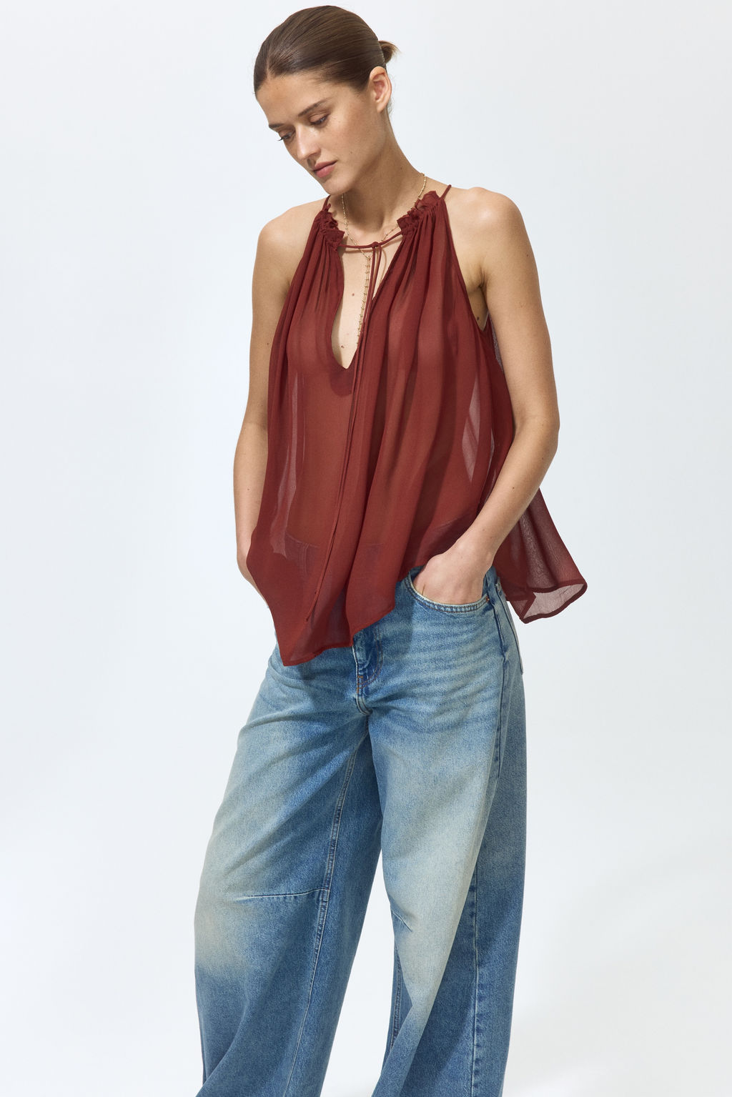Top oversize con cord?n de ajuste - H&m фото 3