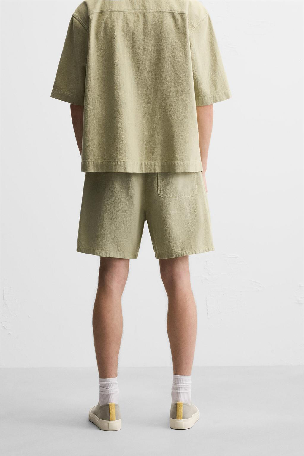 EMBROIDERED TEXTURED BERMUDA SHORTS - Zara фото 3