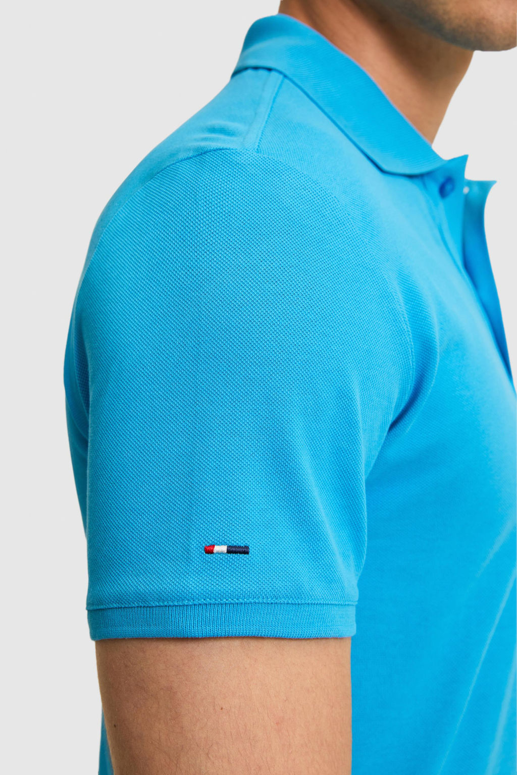Erkek Slim Fit Polo Yaka Kobalt Mavi Basic Ti__rt