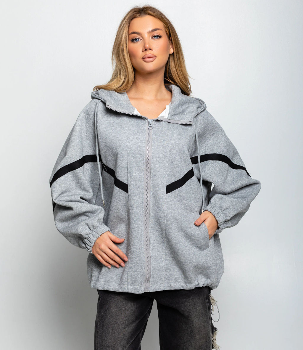 Толстовка #КТ5993, серый меланж