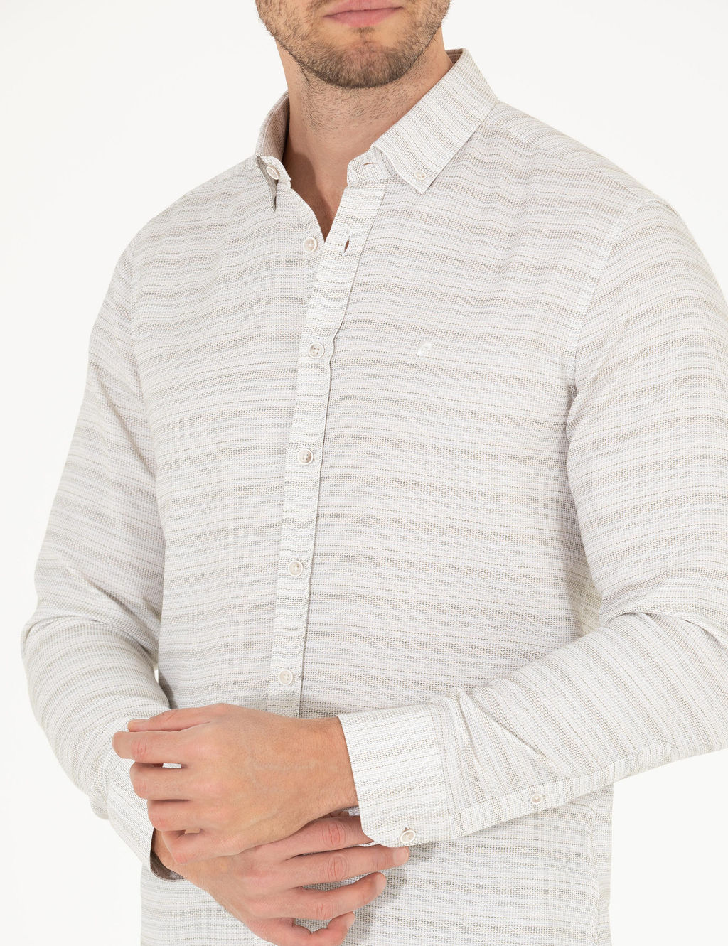 Рубашка Pierre Cardin Slim Fit с длинным рукавом хаки
