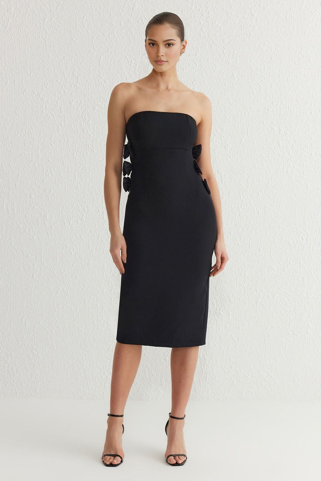 Siyah Fiyonk Detayl? Straplez Dokuma Abiye Gece Mezuniyet Elbisesi TPRSS25EL00028 - Trendyolmilla фото 3