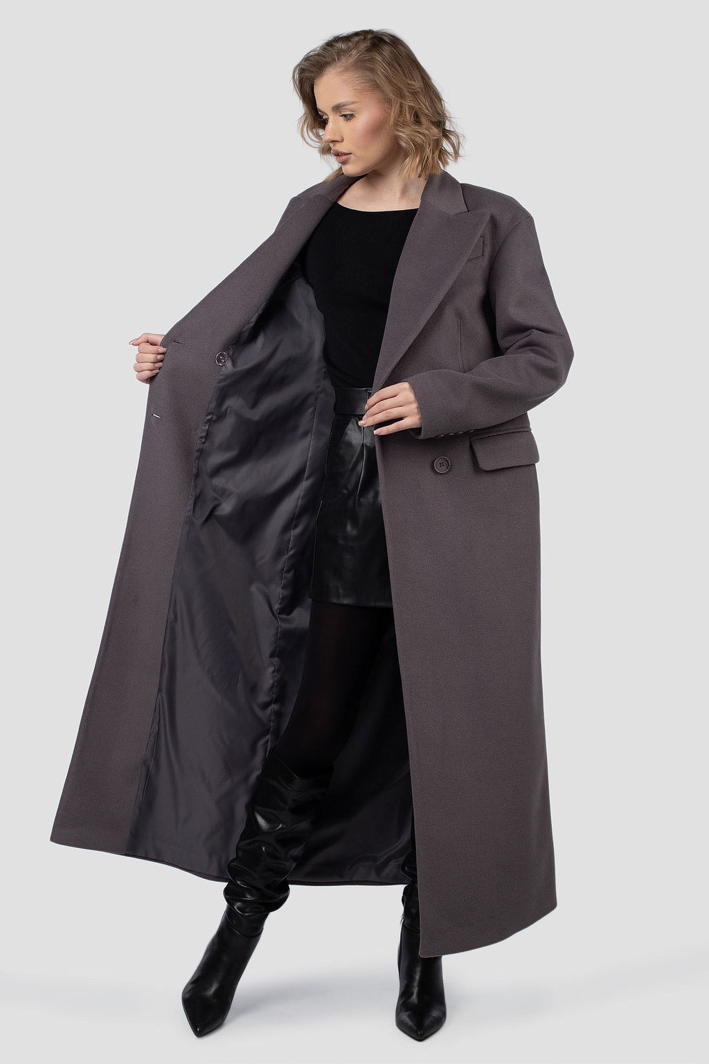 01-12174 Пальто женское демисезонное (пояс) - El podio фото 4