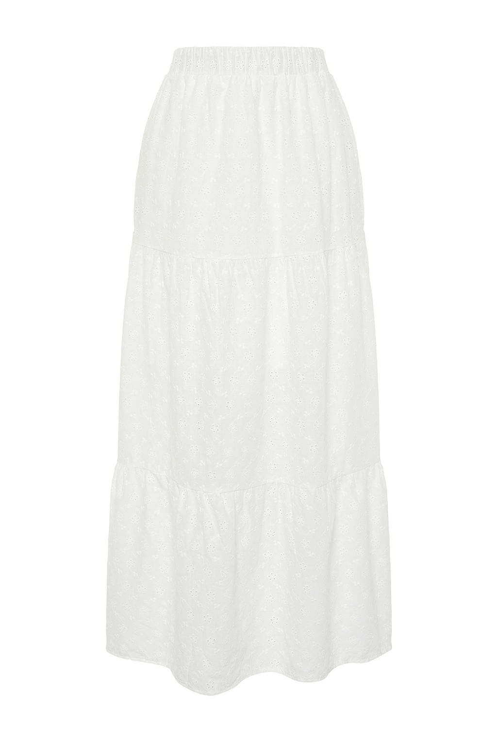 Ekru Brode Kumas Klos Maxi Boy Dokuma Etek TWOSS24ET00069 - Trendyolmilla фото 10