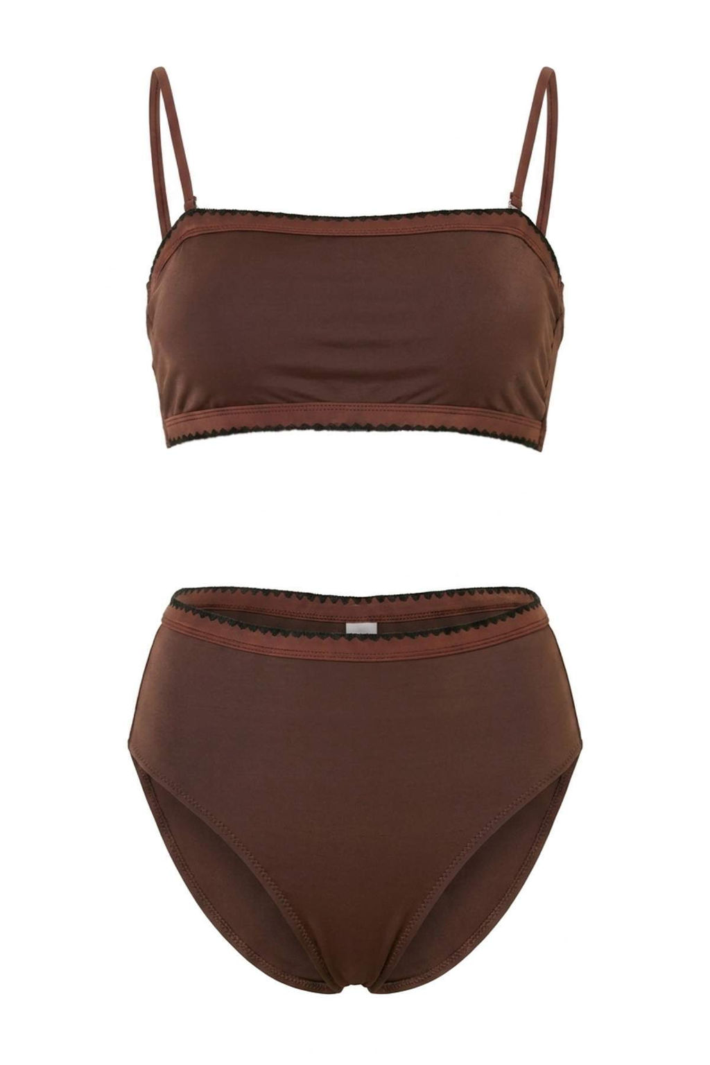 Kahverengi Straplez Kapl_ Nak__ Detayl_ Y_ksek Bel Regular Bikini Tak_m_ TBESS26BT00169 - Trendyolmilla фото 4