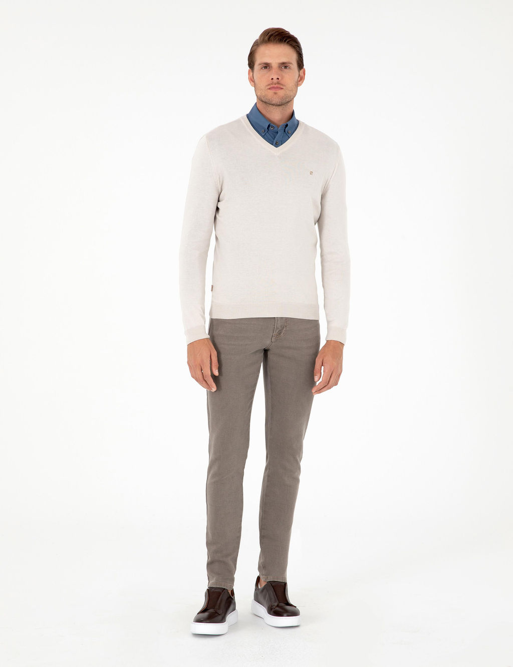 Ta_ Slim Fit V Yaka Basic Triko Kazak - Pierre cardin фото 4