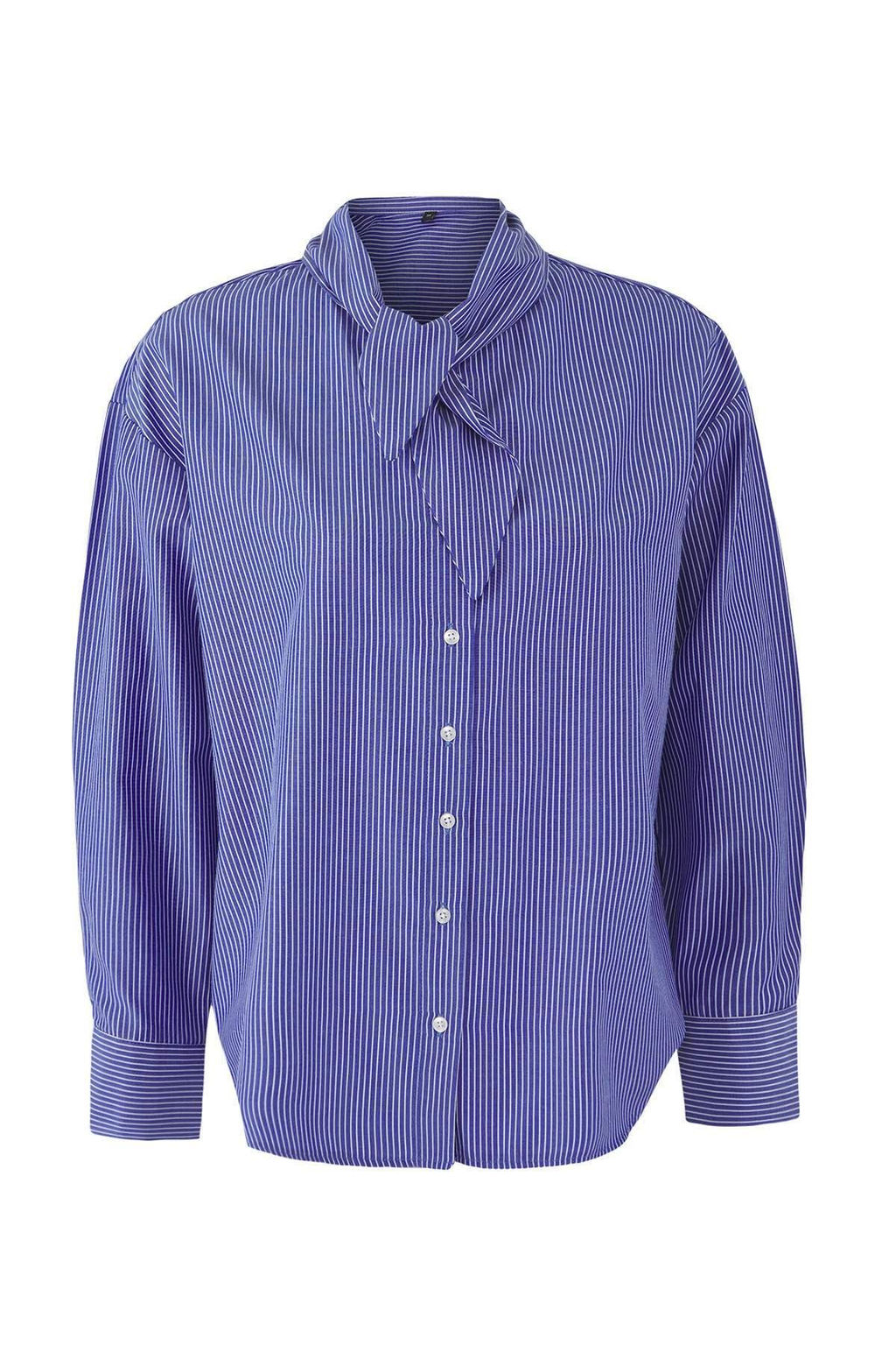 Limited Edition Lacivert Cizgili Fular Baglamal? Gomlek TWOAW26GO00046 - Trendyolmilla фото 5