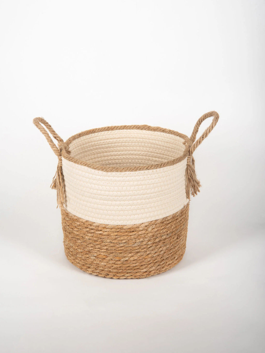 Корзина плетеная NEW, размер M, цвет белый/бежевый, арт JH-11127-1