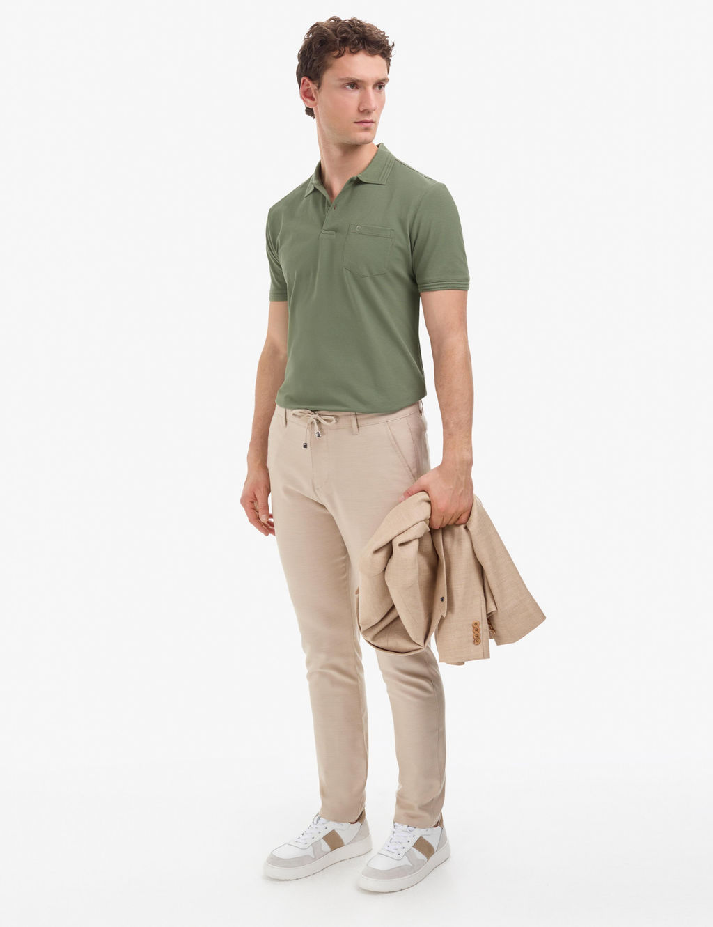 Haki Regular Fit %100 Pamuk K_vr_lmaz Polo Yaka Basic Ti__rt