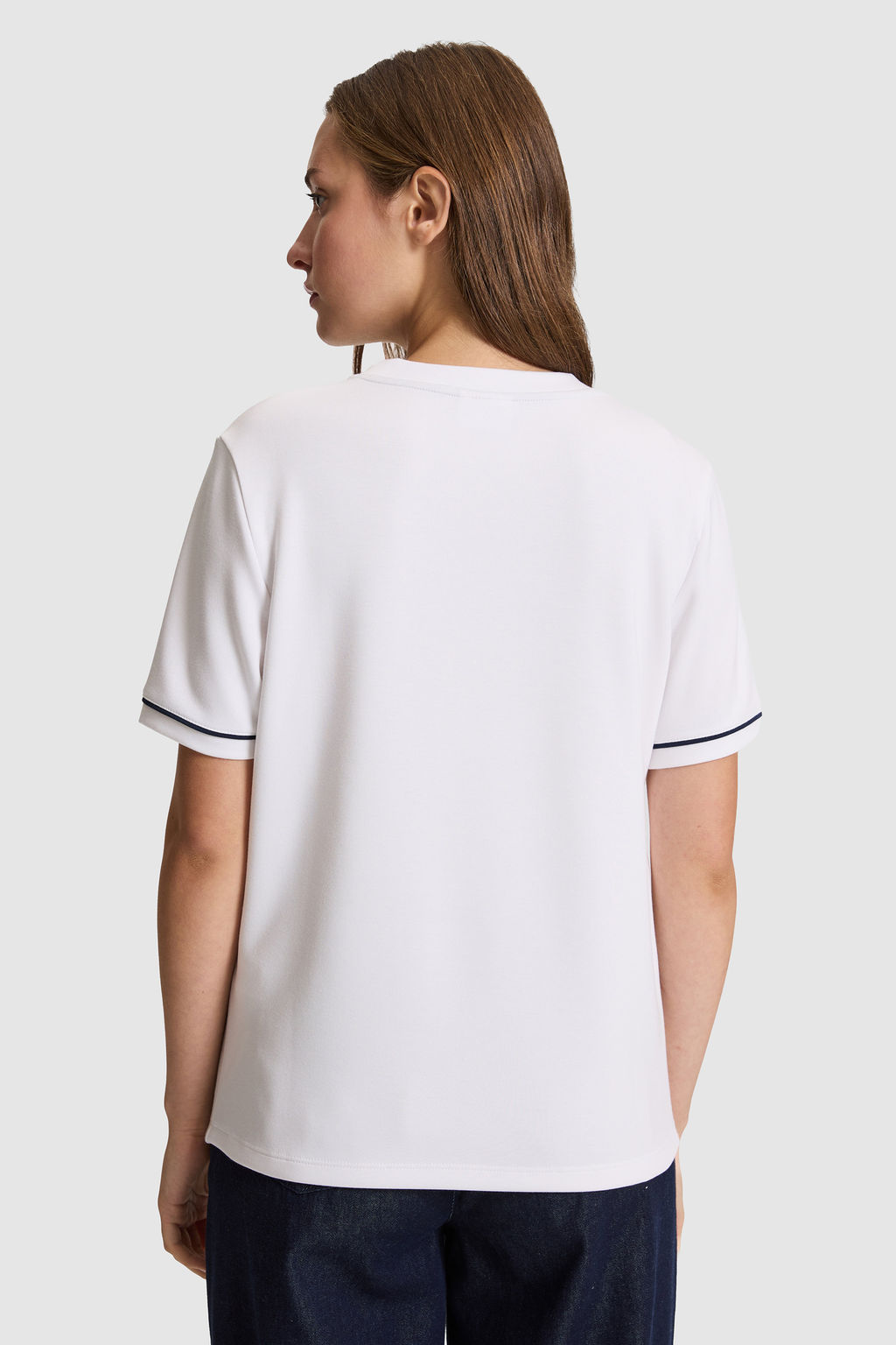 Kad_n Beyaz Bisiklet Yaka Basic Ti__rt - U.s. polo assn фото 5