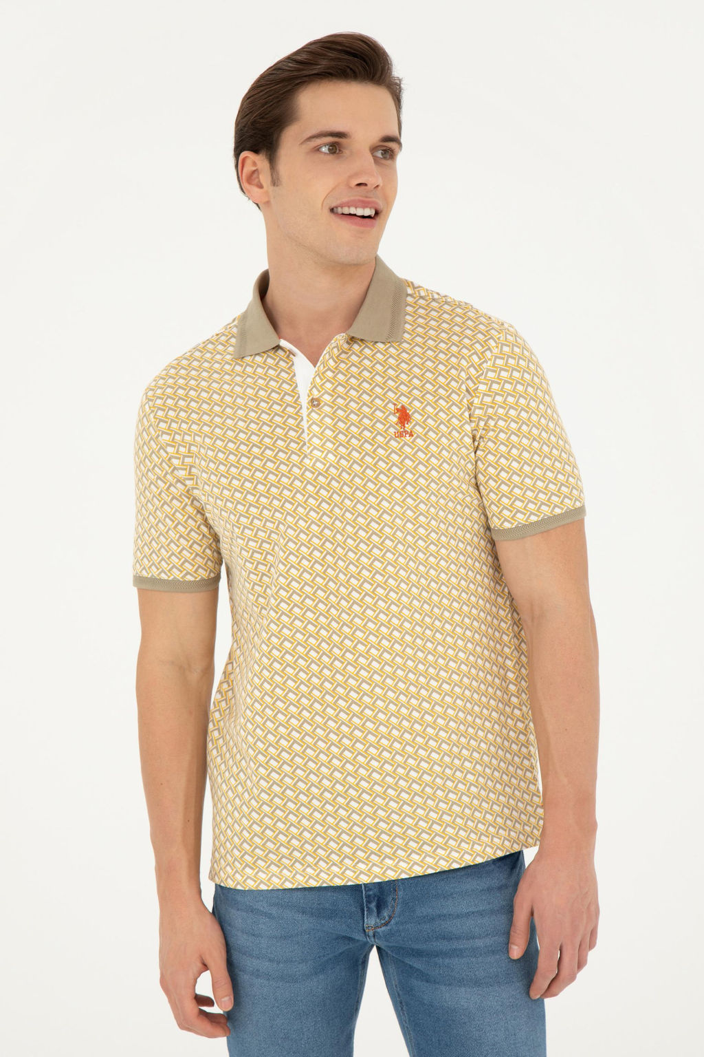 Футболка U.S. Polo Assn мужская светло-хаки из хлопка  фото 8