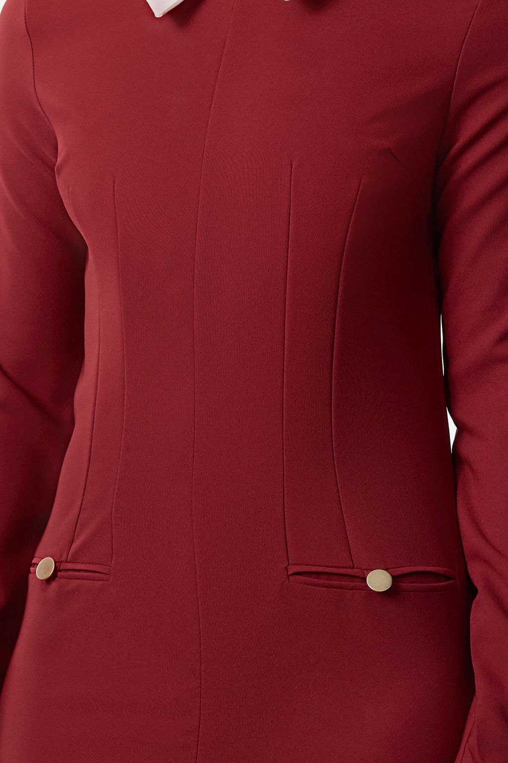 TRENDYOLMILLA Bordo Yaka Detayl? Dokuma Elbise TWOAW24EL00298  фото 11