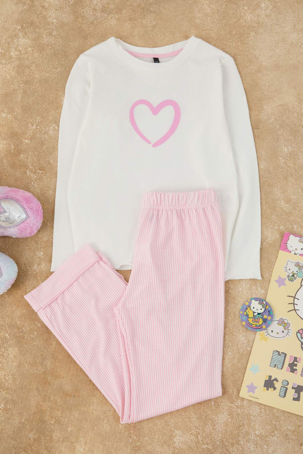 Pudra K?z Cocuk Bask?l? Pijama Set Orme Alt-Ust Tak?m TKDAW26PT00007 - Trendyolmilla фото 2
