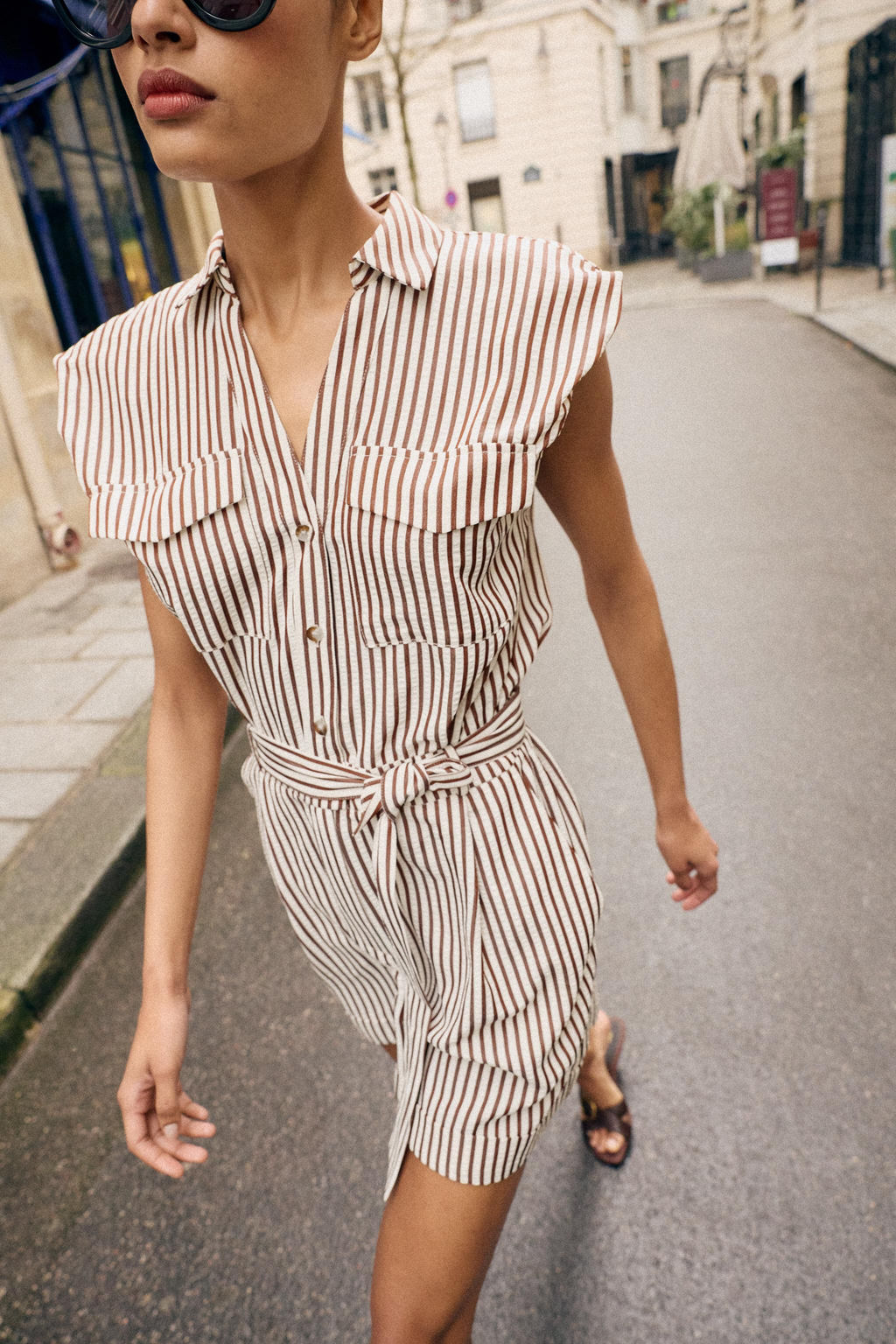 MONO CORTO RAYAS CINTUR?N / Marr?n - Zara фото 5