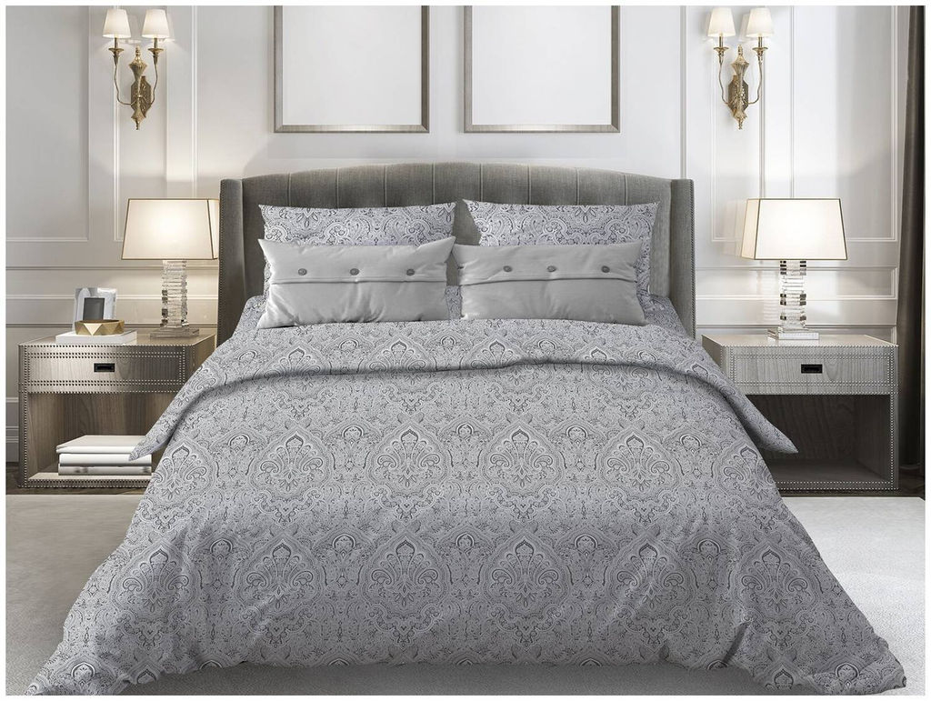 Пододеяльник 1,5-спальный, поплин (Дамаск, серый) - Ивановотекстиль фото 5