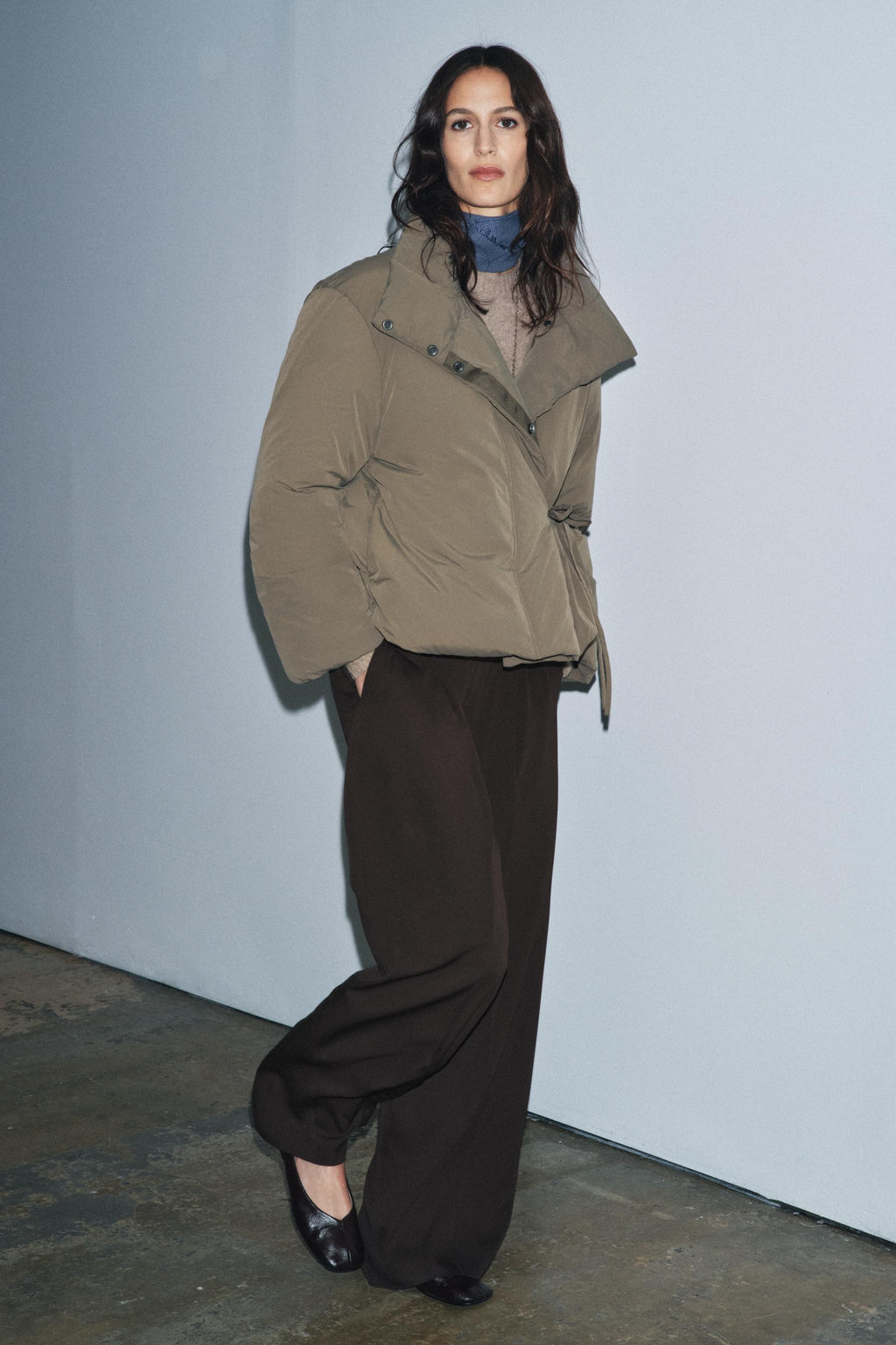 ZW COLLECTION QUILTED CROPPED COAT WITH TIES - Zara фото 5