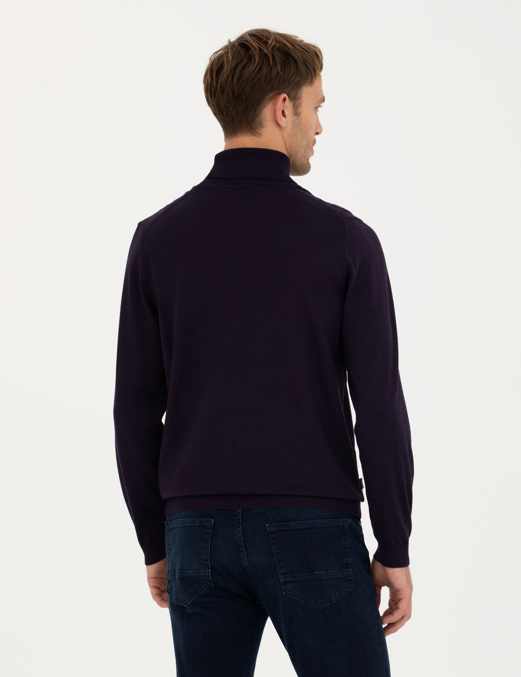 Mor Slim Fit Bal_k__ Yaka Y_n Kar___ml_ Basic Triko Kazak