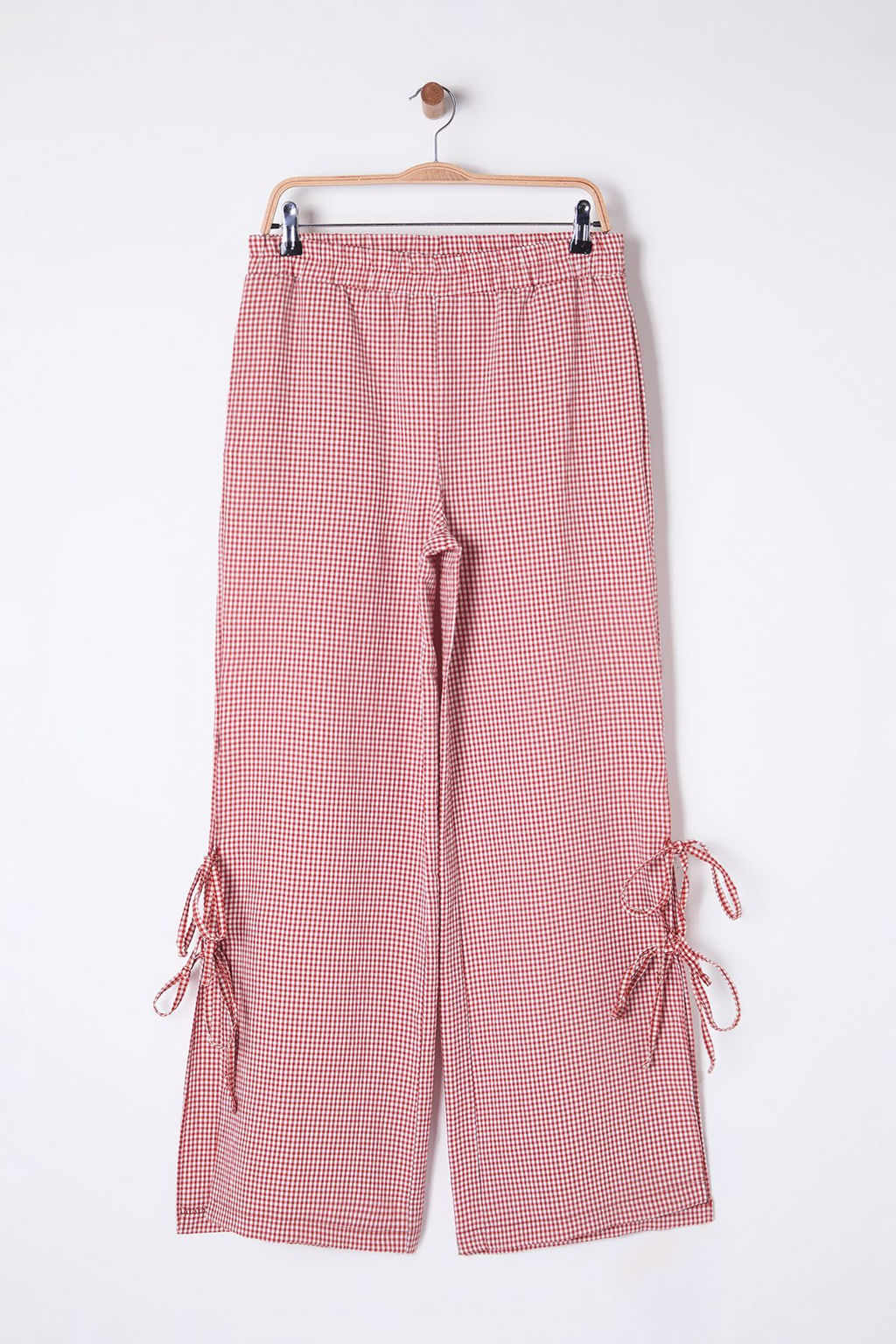 Kiremit Potikare Yandan Y?rtmacl? Beli Lastikli Genis Paca Dokuma Pantolon TWOSS25PL00022