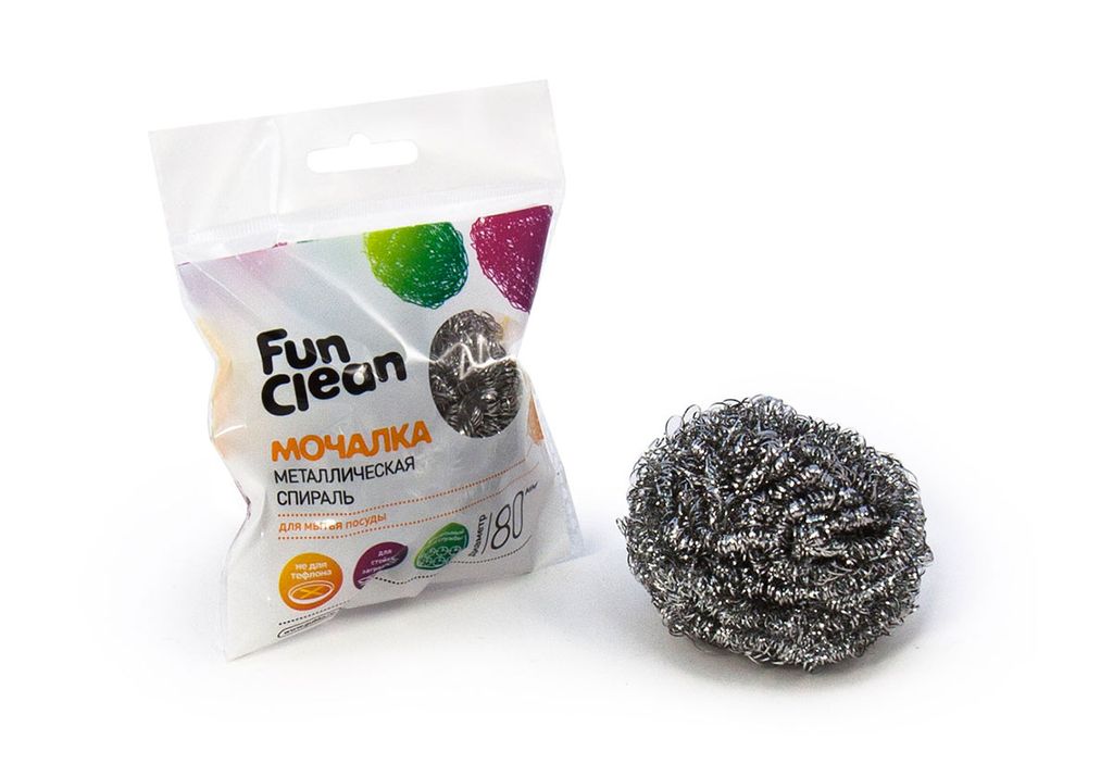 FUN CLEAN мочалка д/мытья посуды Металл.оцинкованная (1шт) Спираль