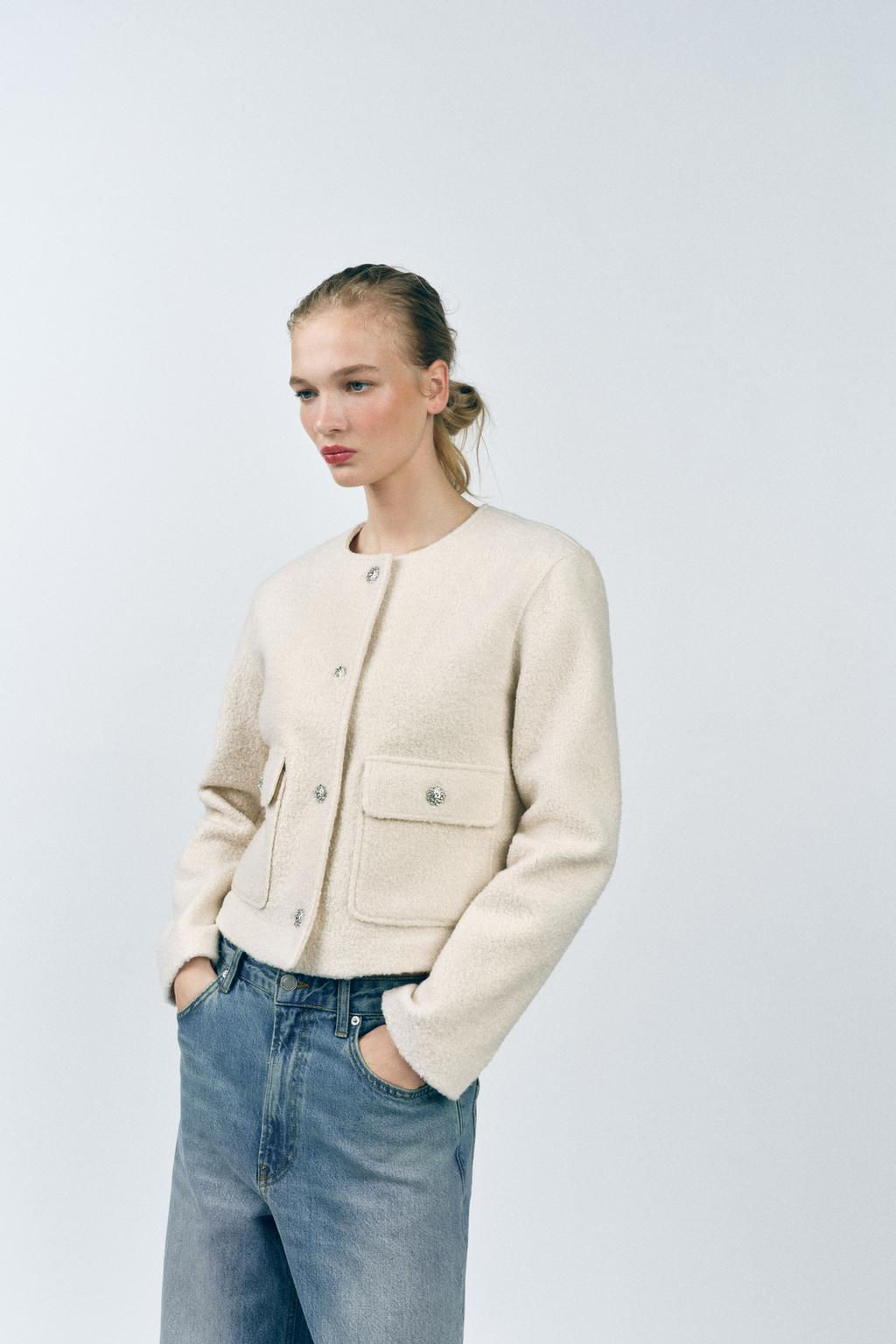 BOUCLE BUTTON JACKET - Zara фото 3