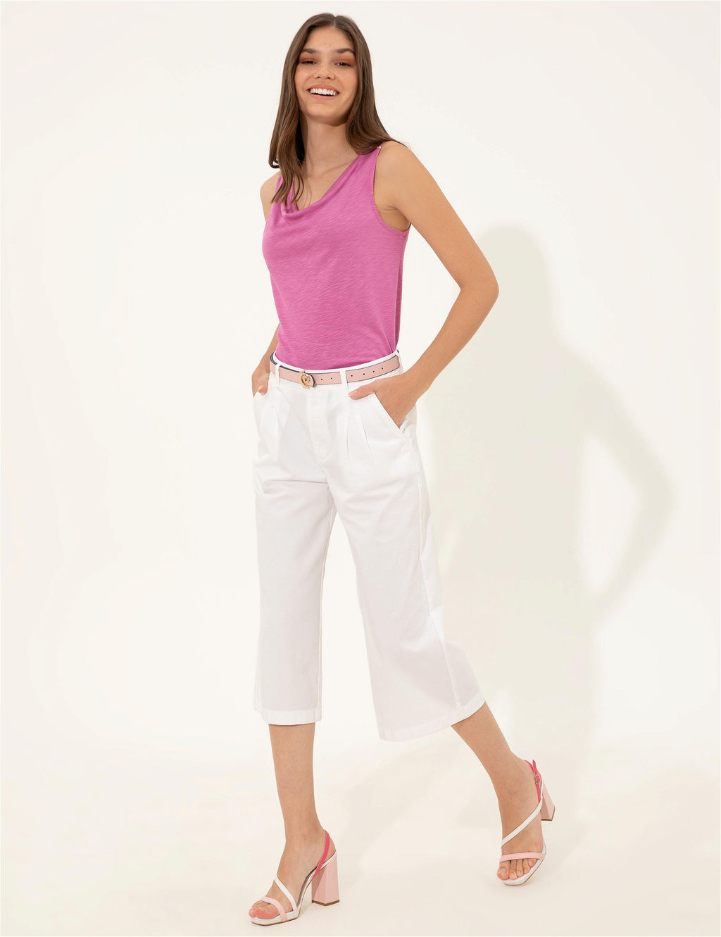 Beyaz Flare Cropped Pantolon - Pierre cardin фото 3
