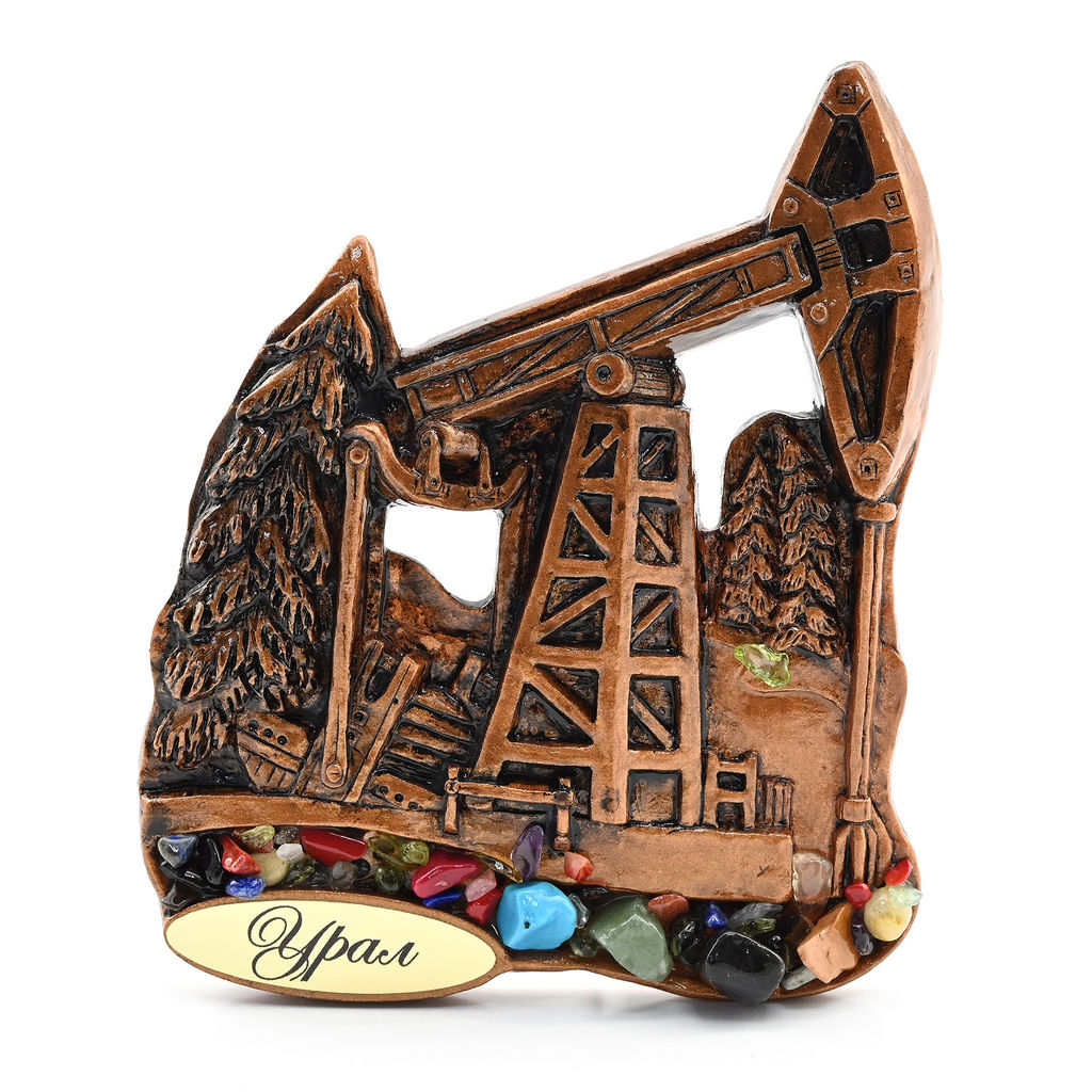 Магнит с самоцветами "Нефтяная вышка" 85*100мм Радуга камня