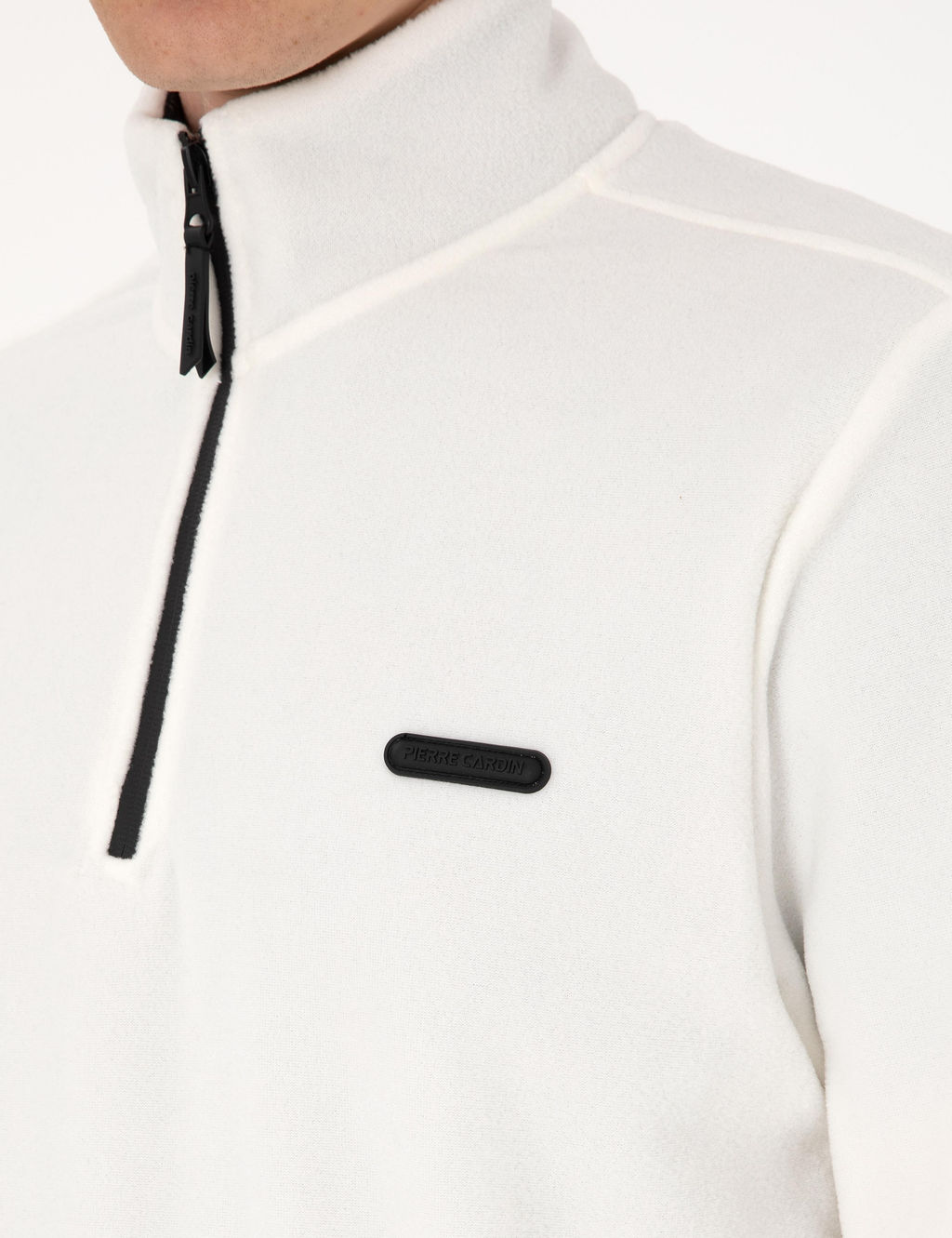 Beyaz Regular Fit Yar_m Fermuarl_ Polar Sweatshirt - Pierre cardin фото 7