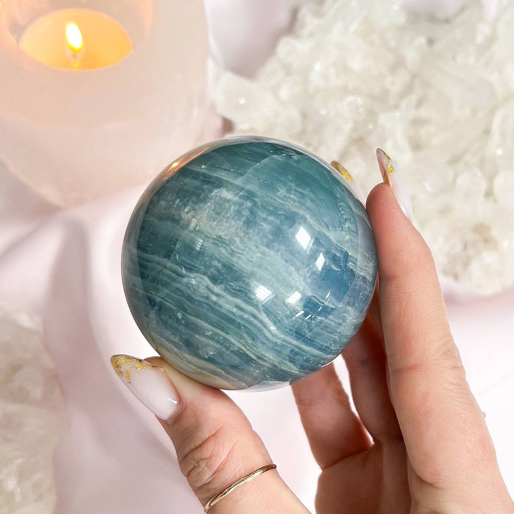 Радуга Самоцветов Шар из голубого карибского Кальцита  фото 2