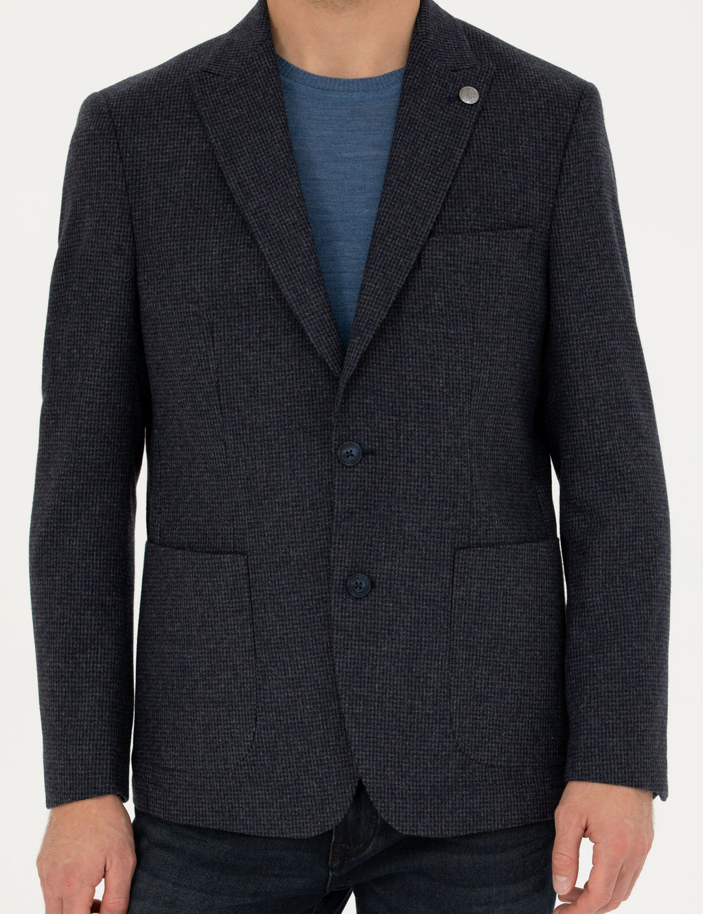 Lacivert Slim Fit Y_n Kar___ml_ Ceket