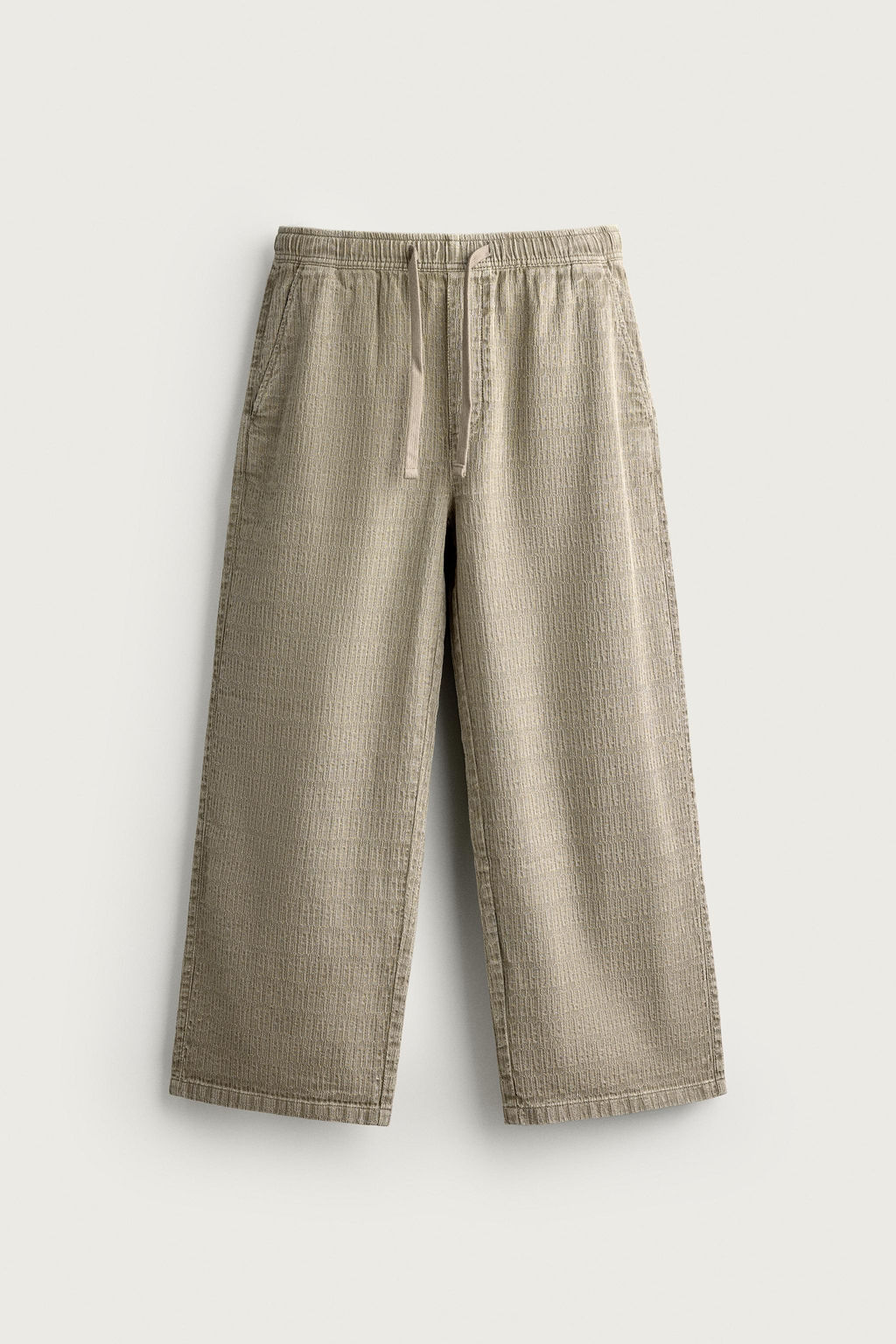 PANTAL?N RELAXED FIT JACQUARD LAVADO / Khaki - Zara фото 5