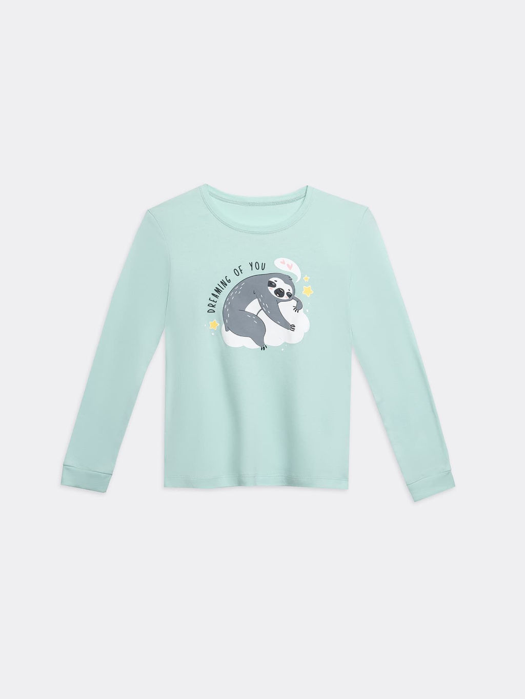 Хлопковый комплект (лонгслив и брюки) бирюзового цвета с ленивцами для девочек - Mark formelle фото 5