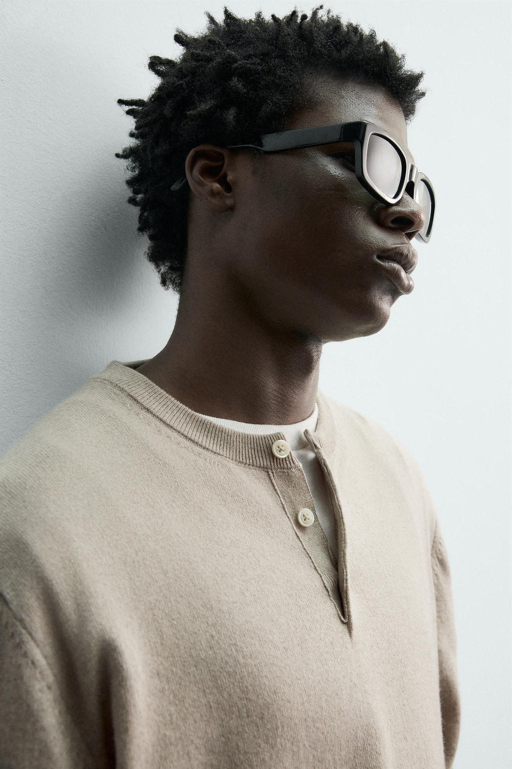 COTTON BLEND HENLEY JUMPER - Zara фото 5