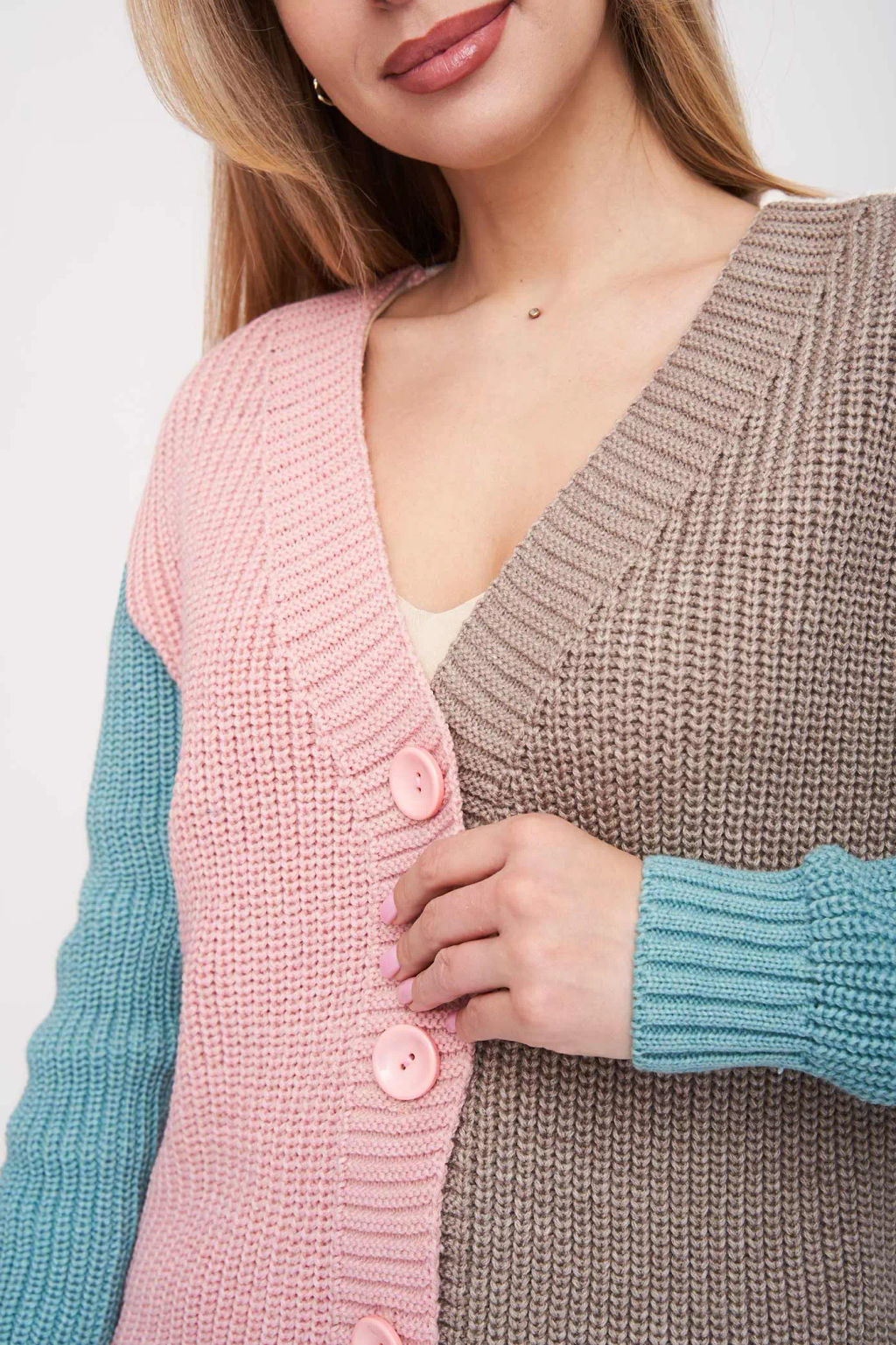 ЗЛАТА Жакет В 1554/мятно-розовый микс