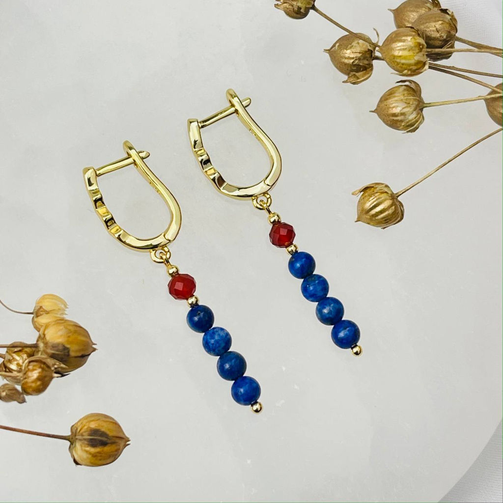 Серьги из Лазурита и Сердолика