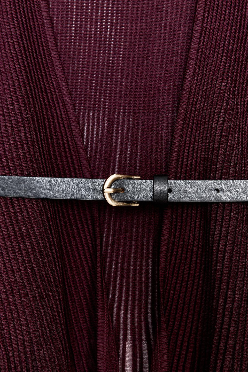 RIB KNIT CARDIGAN WITH BELT - Zara фото 8