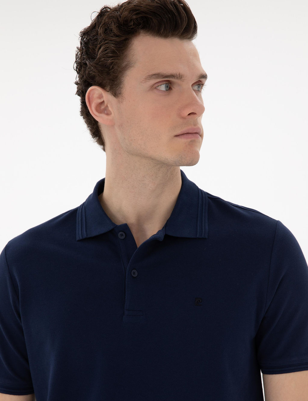 Lacivert Regular Fit %100 Pamuk Polo Yaka Basic Ti__rt