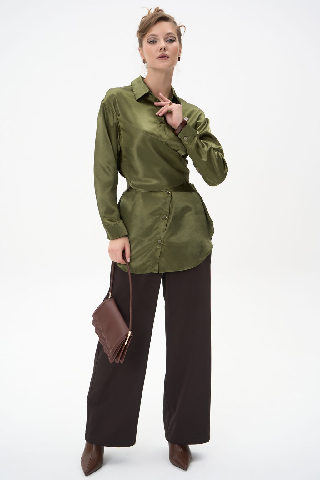 Рубашка Ямина (оливковый/уценка)