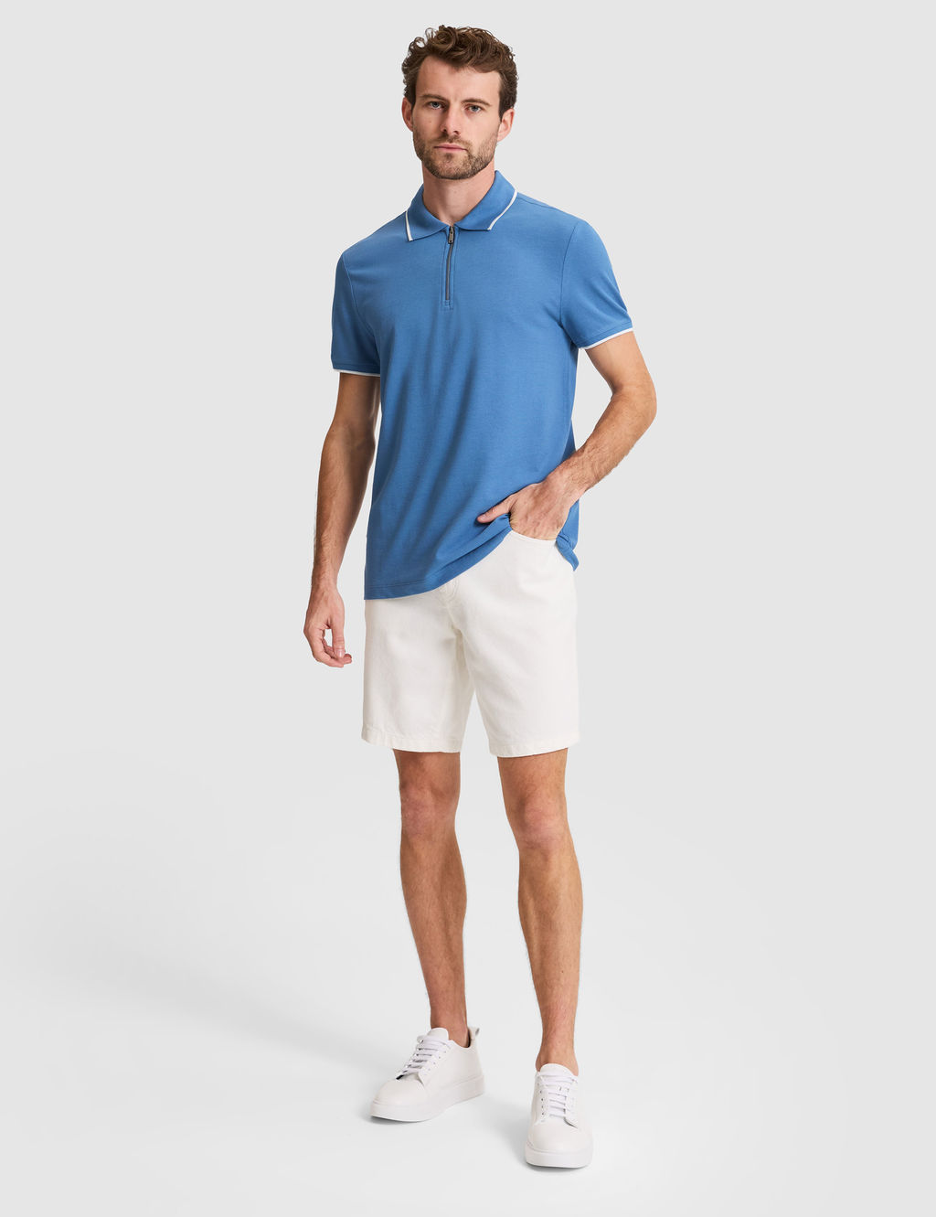 Koyu Mavi Slim Fit Polo Yaka Ti__rt